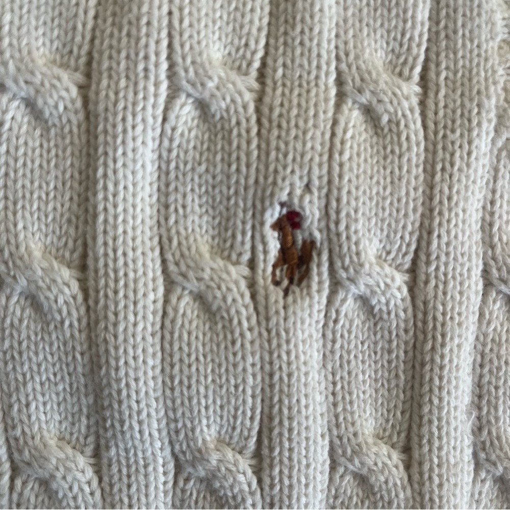 Polo by Ralph Lauren Boys Cream Cable Knit V-Neck Sweater Vest - Size 5 - Picture 5 of 5